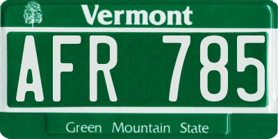 VT license plate AFR785