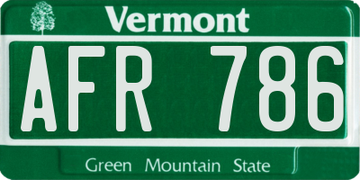 VT license plate AFR786