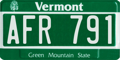 VT license plate AFR791