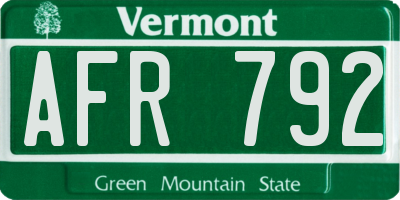 VT license plate AFR792