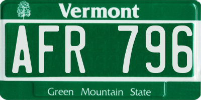 VT license plate AFR796