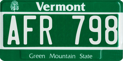 VT license plate AFR798