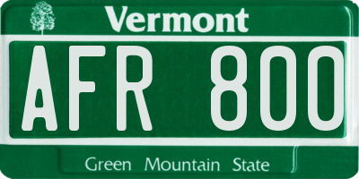 VT license plate AFR800