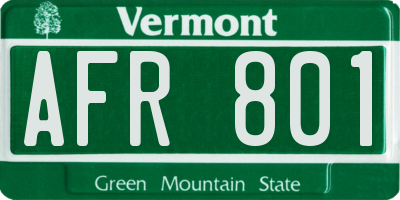 VT license plate AFR801