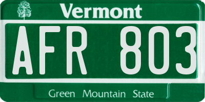 VT license plate AFR803