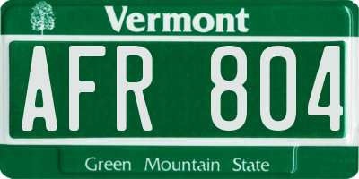 VT license plate AFR804