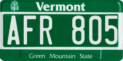VT license plate AFR805