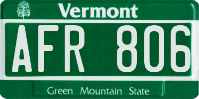 VT license plate AFR806