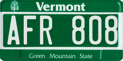 VT license plate AFR808