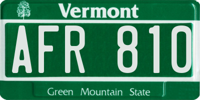 VT license plate AFR810