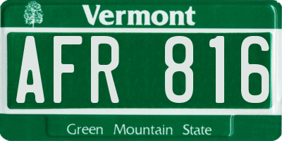 VT license plate AFR816