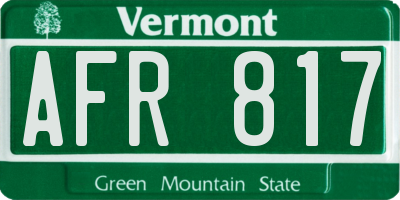 VT license plate AFR817