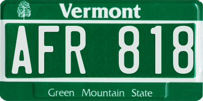 VT license plate AFR818