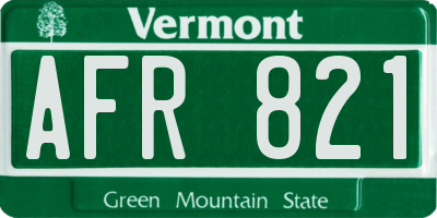 VT license plate AFR821