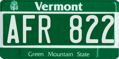 VT license plate AFR822