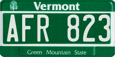 VT license plate AFR823