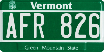 VT license plate AFR826