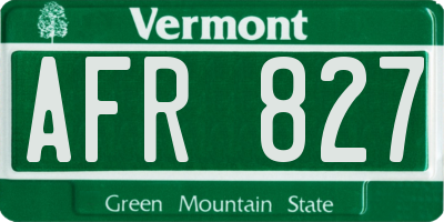 VT license plate AFR827