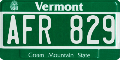 VT license plate AFR829
