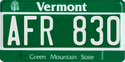 VT license plate AFR830