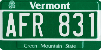 VT license plate AFR831