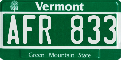 VT license plate AFR833