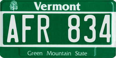 VT license plate AFR834