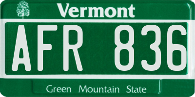 VT license plate AFR836