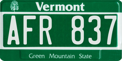 VT license plate AFR837