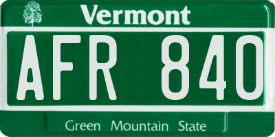 VT license plate AFR840