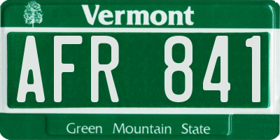 VT license plate AFR841