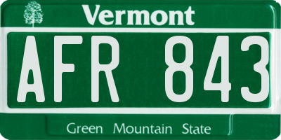 VT license plate AFR843