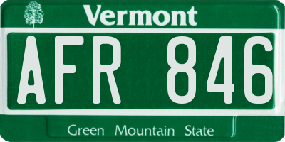 VT license plate AFR846