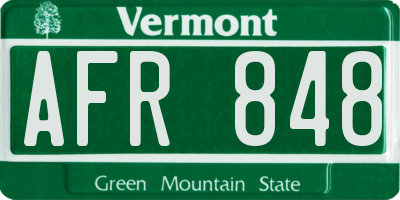 VT license plate AFR848