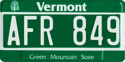 VT license plate AFR849