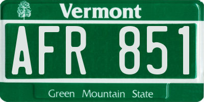 VT license plate AFR851