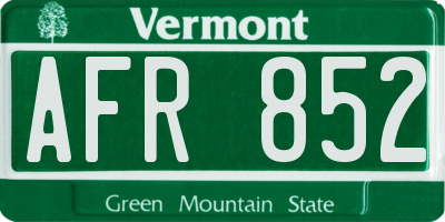 VT license plate AFR852