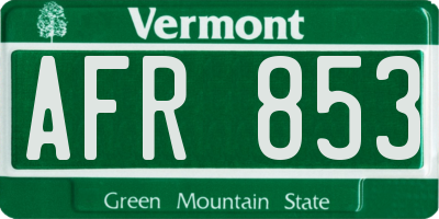 VT license plate AFR853