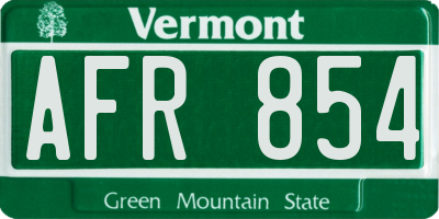 VT license plate AFR854