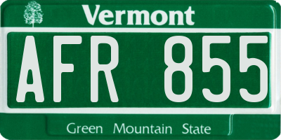 VT license plate AFR855