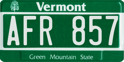 VT license plate AFR857