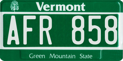 VT license plate AFR858