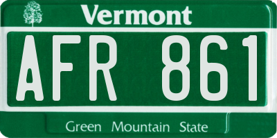 VT license plate AFR861