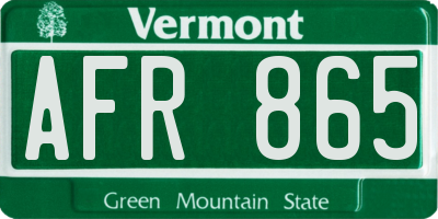 VT license plate AFR865