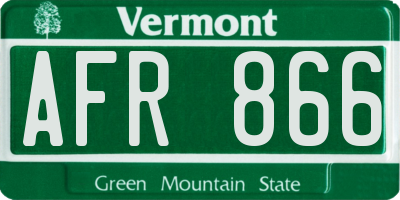VT license plate AFR866