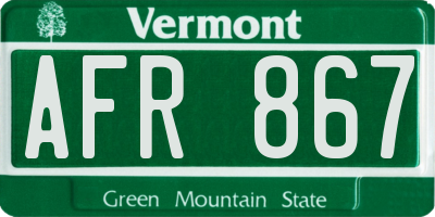 VT license plate AFR867