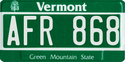 VT license plate AFR868