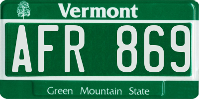 VT license plate AFR869