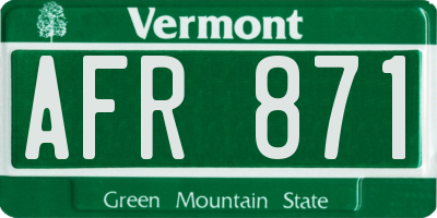 VT license plate AFR871