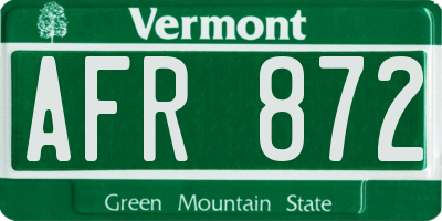 VT license plate AFR872